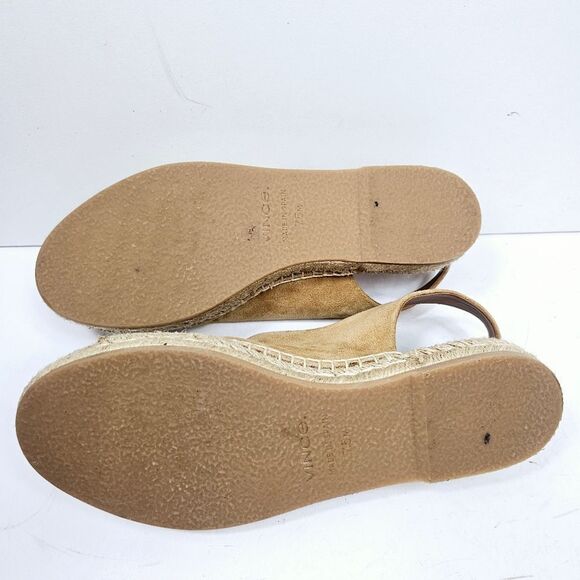 Vince Linton Espadrille Slingback Sandal Olive Wood Suede Size 7.5 - Picture 7 of 8